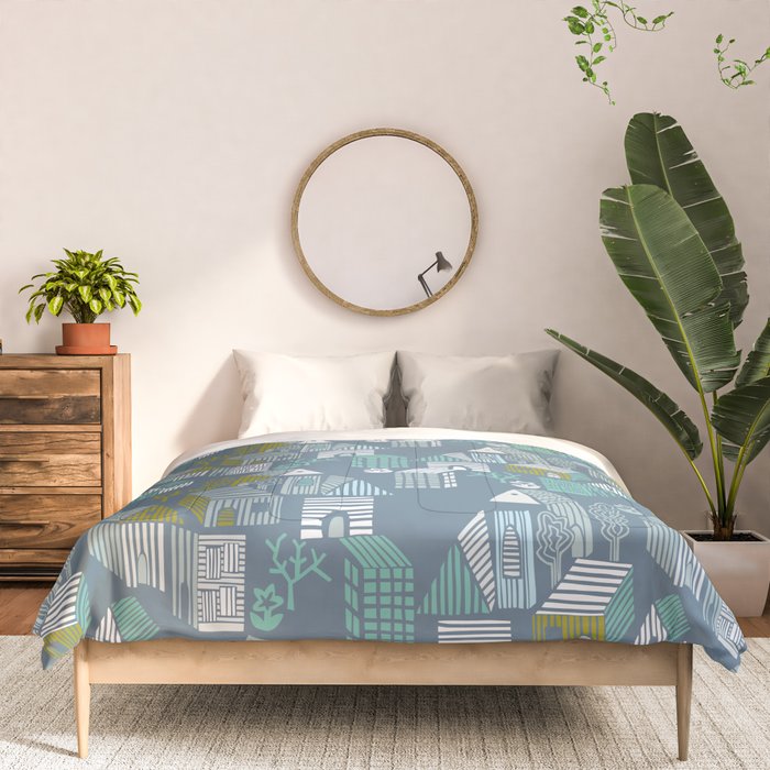 bonjour ma vie; City life collection blue teal Comforter Gallery Image 3
