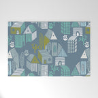bonjour ma vie; City life collection blue teal Welcome Mat Gallery Image 1
