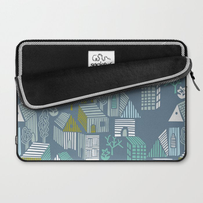 bonjour ma vie; City life collection blue teal Laptop Sleeve Gallery Image 2