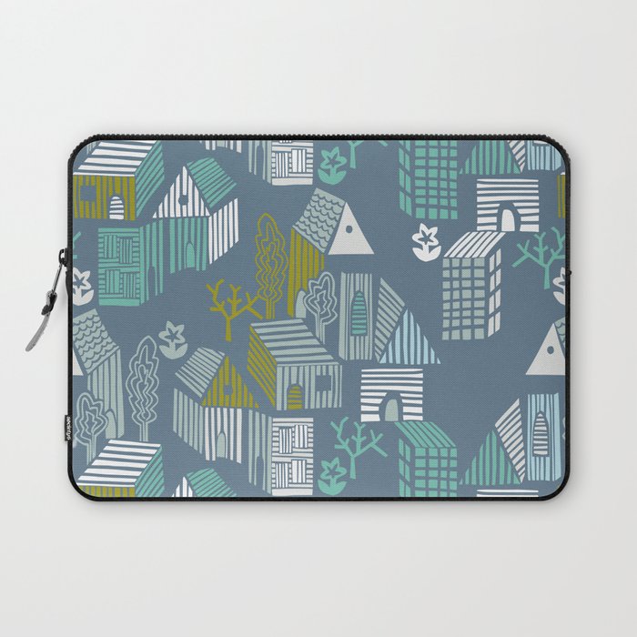 bonjour ma vie; City life collection blue teal Laptop Sleeve Gallery Image 1