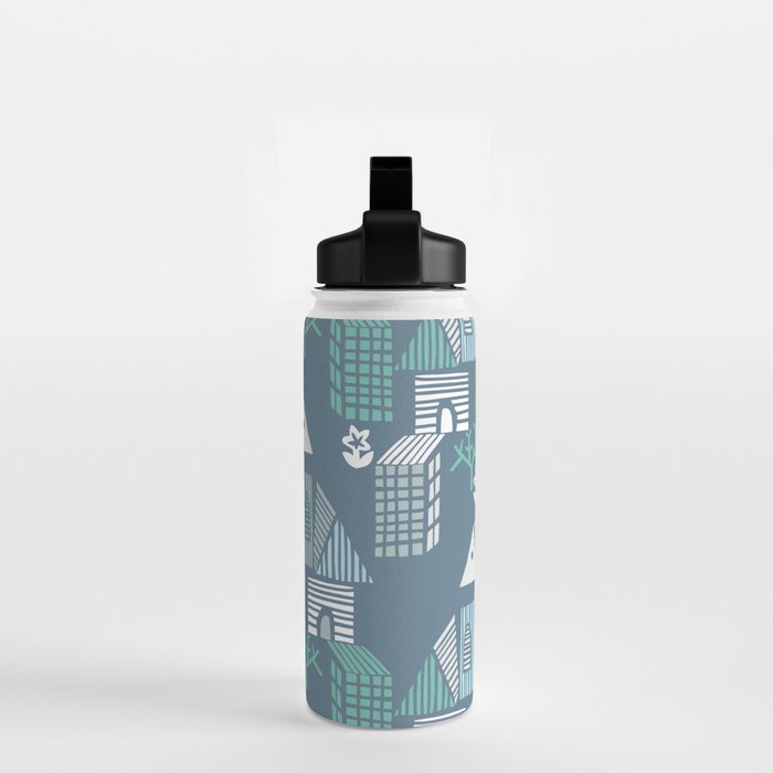 bonjour ma vie; City life collection blue teal Water Bottle Gallery Image 2