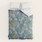 bonjour ma vie; City life collection blue teal Comforter Gallery Image 6