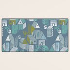bonjour ma vie; City life collection blue teal Desk Mat Gallery Image 3