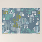 bonjour ma vie; City life collection blue teal Welcome Mat Gallery Image 2