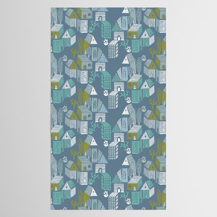 bonjour ma vie; City life collection blue teal Tablecloth Gallery Image 2