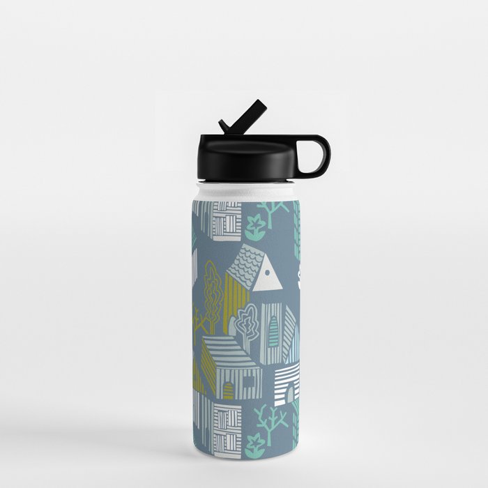 bonjour ma vie; City life collection blue teal Water Bottle Gallery Image 1
