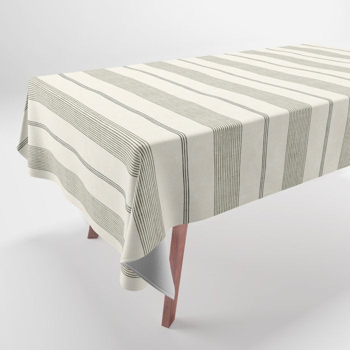 ivy stripes - cream and olive green Tablecloth Gallery Image 1