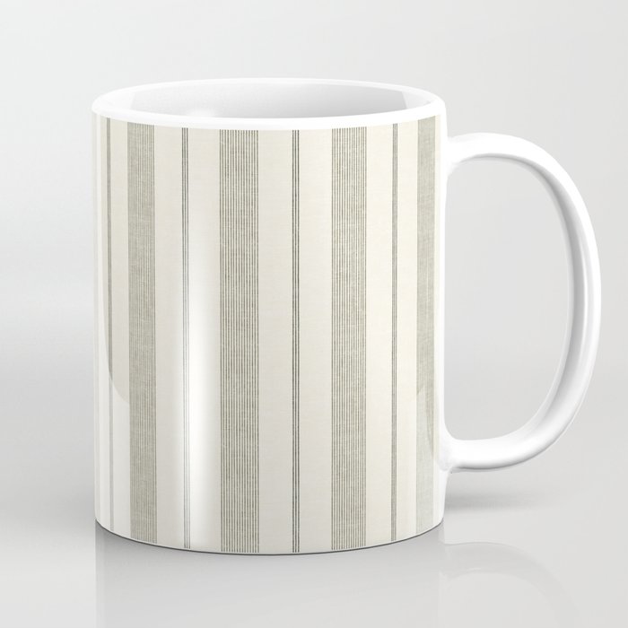 ivy stripes - cream and olive green Coffee Mug Gallery Image 1