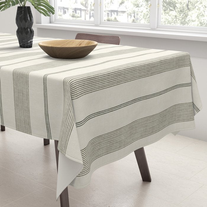 ivy stripes - cream and olive green Tablecloth Gallery Image 3