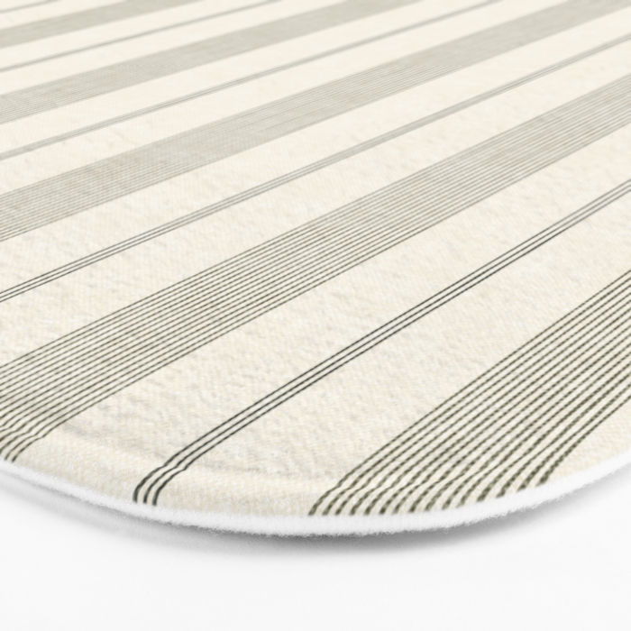 ivy stripes - cream and olive green Bath Mat Gallery Image 3