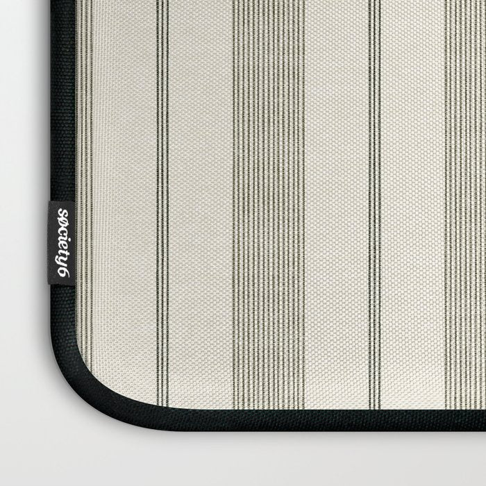 ivy stripes - cream and olive green Laptop Sleeve Gallery Image 3