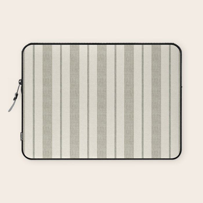 ivy stripes - cream and olive green Laptop Sleeve Gallery Image 1