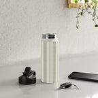 ivy stripes - cream and olive green Water Bottle Gallery Image 4