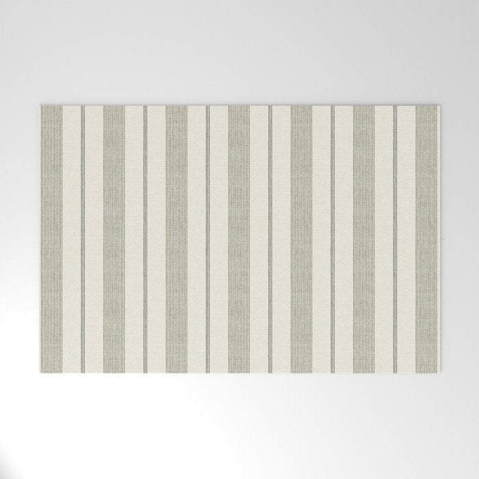 ivy stripes - cream and olive green Welcome Mat Gallery Image 1