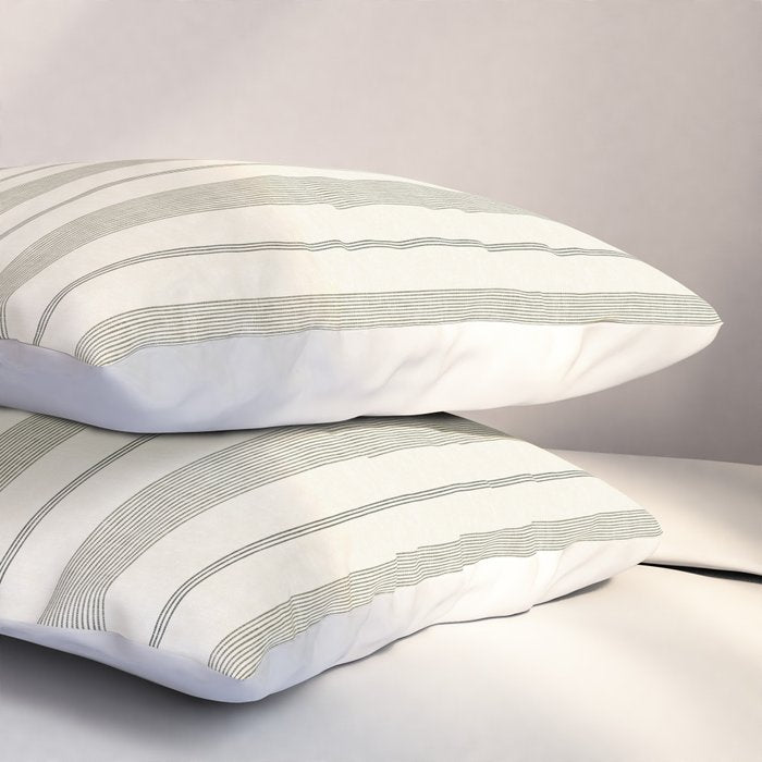 ivy stripes - cream and olive green Pillow Sham Gallery Image 3