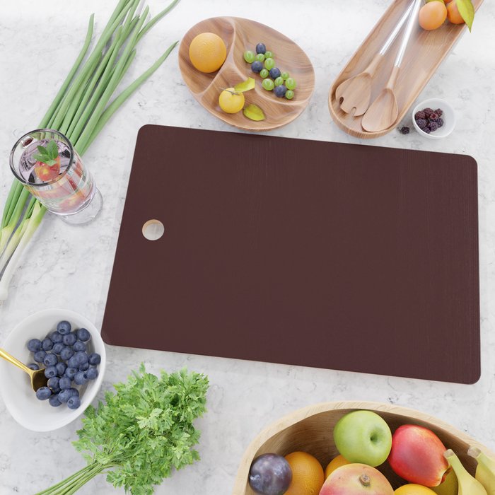 Dark Maroon Broown Solid Color Plain Earth Tone Modern Abstract  Cutting Board Gallery Image 2