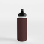 Dark Maroon Broown Solid Color Plain Earth Tone Modern Abstract  Water Bottle Gallery Image 3