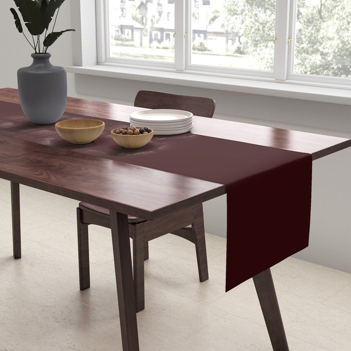 Dark Maroon Broown Solid Color Plain Earth Tone Modern Abstract  Table Runner Gallery Image 2