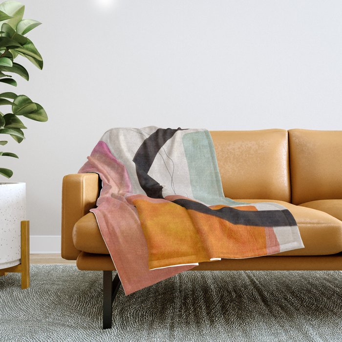 mid century organic shapes spring 21 /3 Throw Blanket Gallery Image 1