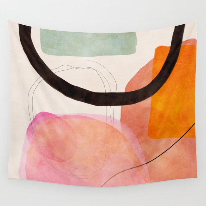 mid century organic shapes spring 21 /3 Wall Tapestry Gallery Image 1