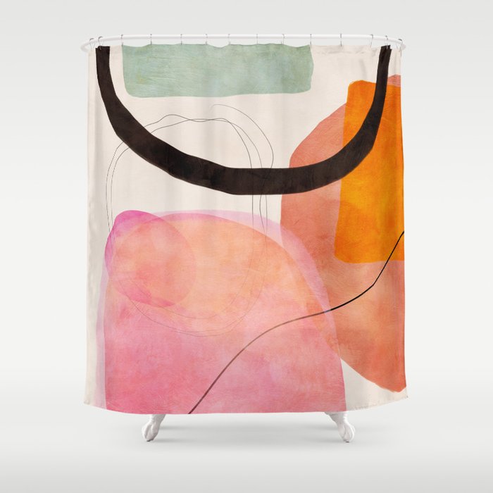 mid century organic shapes spring 21 /3 Shower Curtain Gallery Image 1