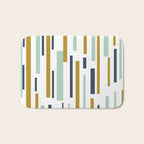 Interrupted Lines Mid-Century Modern Minimalist Pattern in Navy Blue, Teal Mint, Gold Mustard, White Bath Mat Gallery Image 1