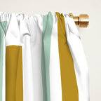 Interrupted Lines Mid-Century Modern Minimalist Pattern in Navy Blue, Teal Mint, Gold Mustard, White Window Curtain Gallery Image 2