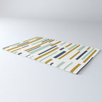 Interrupted Lines Mid-Century Modern Minimalist Pattern in Navy Blue, Teal Mint, Gold Mustard, White Rug Gallery Image 3