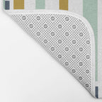Interrupted Lines Mid-Century Modern Minimalist Pattern in Navy Blue, Teal Mint, Gold Mustard, White Bath Mat Gallery Image 2