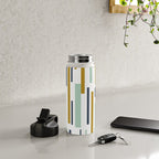 Interrupted Lines Mid-Century Modern Minimalist Pattern in Navy Blue, Teal Mint, Gold Mustard, White Water Bottle Gallery Image 4