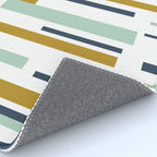 Interrupted Lines Mid-Century Modern Minimalist Pattern in Navy Blue, Teal Mint, Gold Mustard, White Rug Gallery Image 4