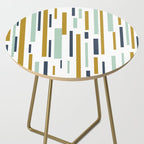 Interrupted Lines Mid-Century Modern Minimalist Pattern in Navy Blue, Teal Mint, Gold Mustard, White Side Table Gallery Image 2