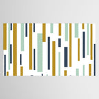 Interrupted Lines Mid-Century Modern Minimalist Pattern in Navy Blue, Teal Mint, Gold Mustard, White Tablecloth Gallery Image 2