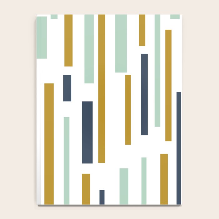 Interrupted Lines Mid-Century Modern Minimalist Pattern in Navy Blue, Teal Mint, Gold Mustard, White Notebook Gallery Image 4