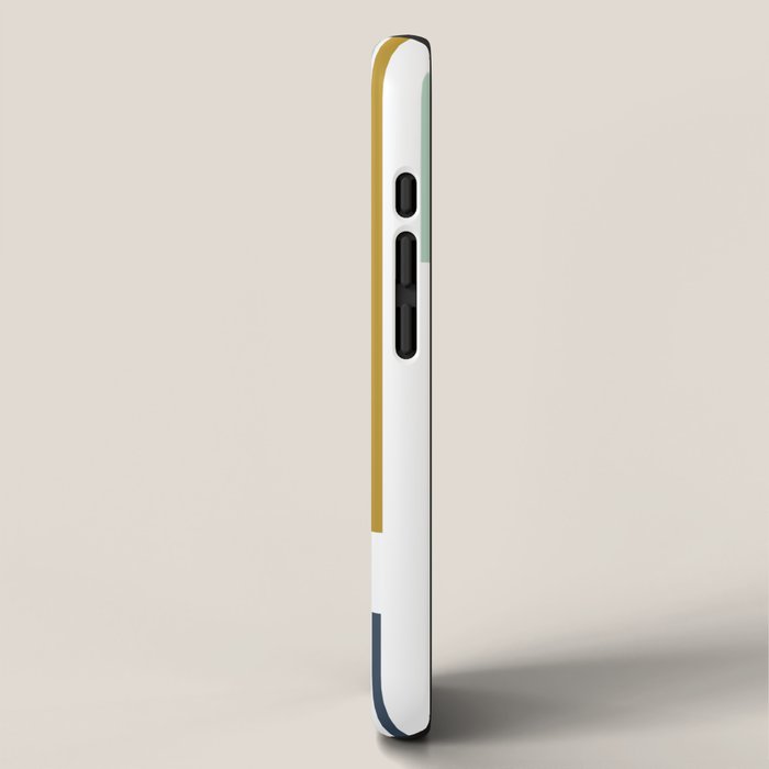 Interrupted Lines Mid-Century Modern Minimalist Pattern in Navy Blue, Teal Mint, Gold Mustard, White iPhone Case Gallery Image 2