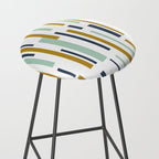 Interrupted Lines Mid-Century Modern Minimalist Pattern in Navy Blue, Teal Mint, Gold Mustard, White Stool Gallery Image 2