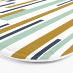 Interrupted Lines Mid-Century Modern Minimalist Pattern in Navy Blue, Teal Mint, Gold Mustard, White Bath Mat Gallery Image 3