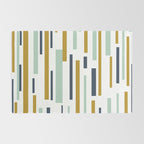 Interrupted Lines Mid-Century Modern Minimalist Pattern in Navy Blue, Teal Mint, Gold Mustard, White Rug Gallery Image 2