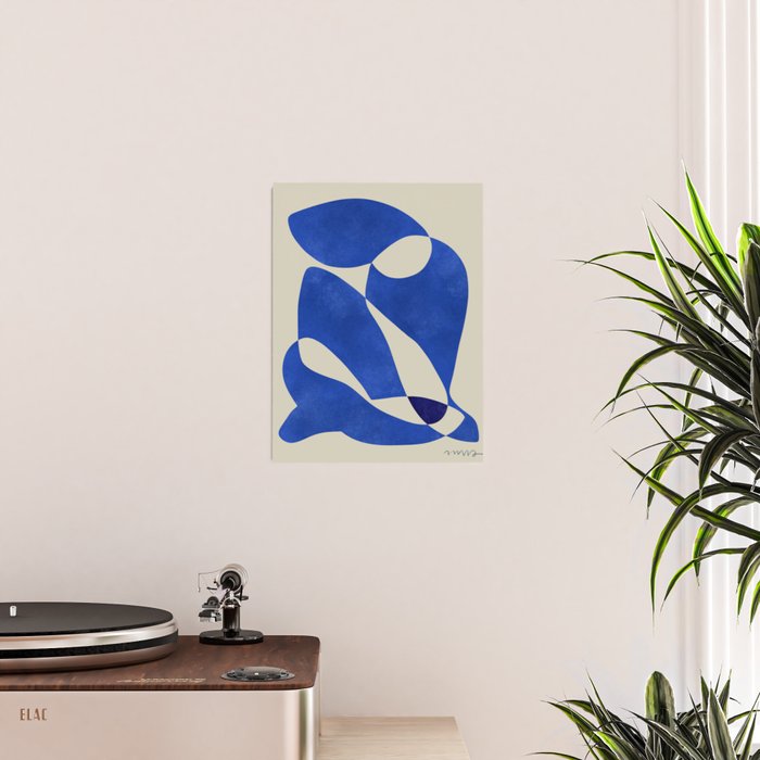 Blue Nude Geometric Modern Print Poster Gallery Image 2