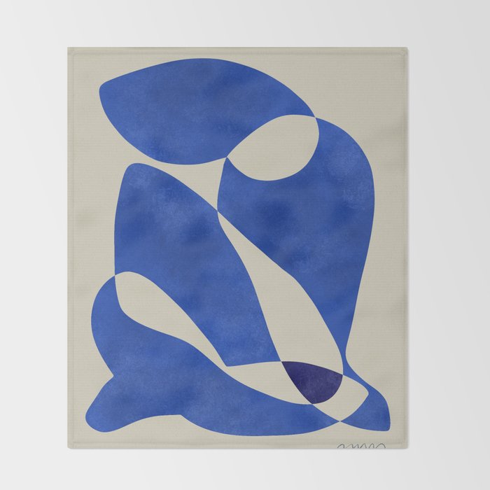 Blue Nude Geometric Modern Print Throw Blanket Gallery Image 2