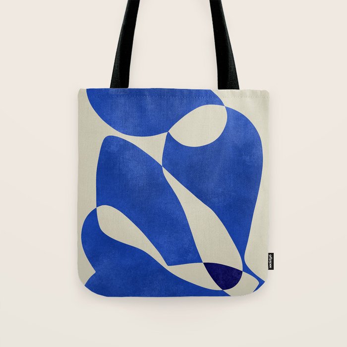 Blue Nude Geometric Modern Print Tote Bag Gallery Image 1
