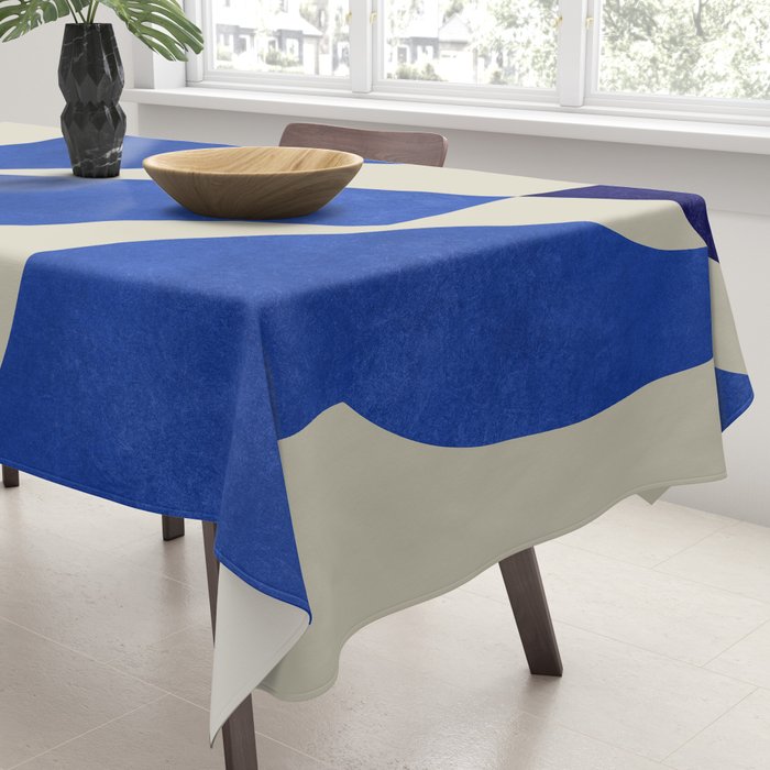 Blue Nude Geometric Modern Print Tablecloth Gallery Image 3