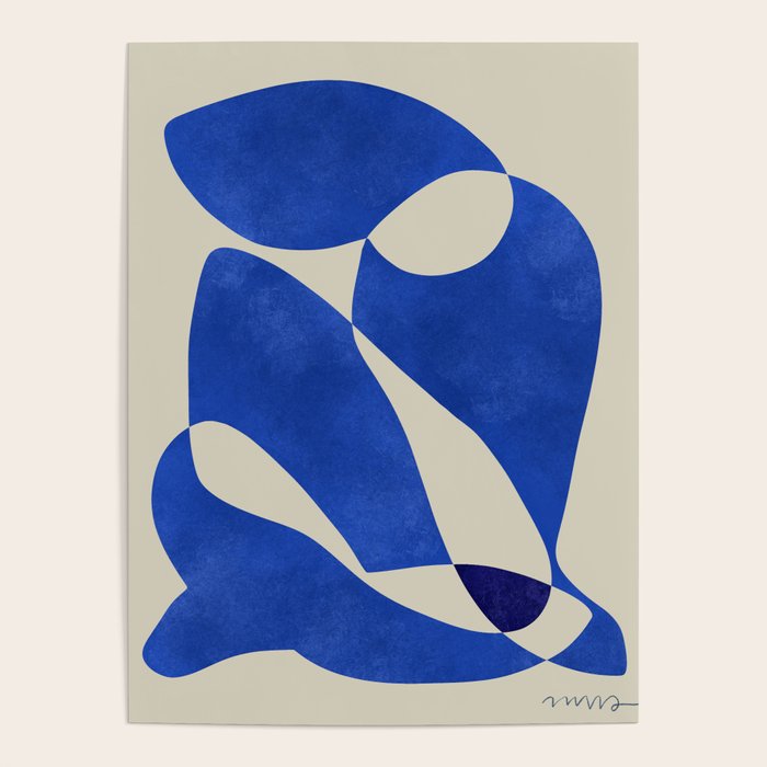 Blue Nude Geometric Modern Print Poster Gallery Image 4