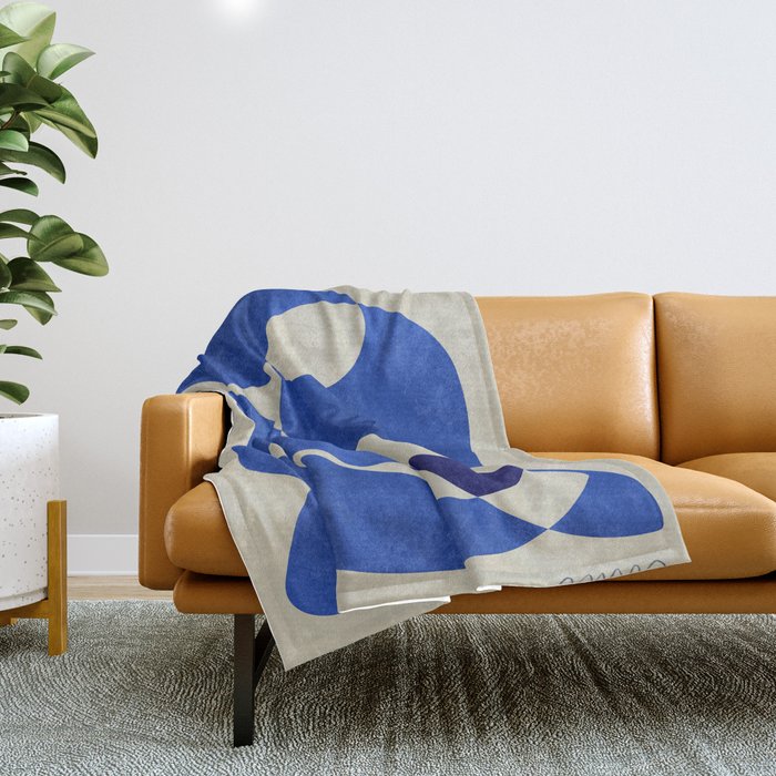 Blue Nude Geometric Modern Print Throw Blanket Gallery Image 1