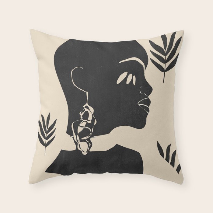 Tropical Girl /Abstract Minimal Throw Pillow Gallery Image 1
