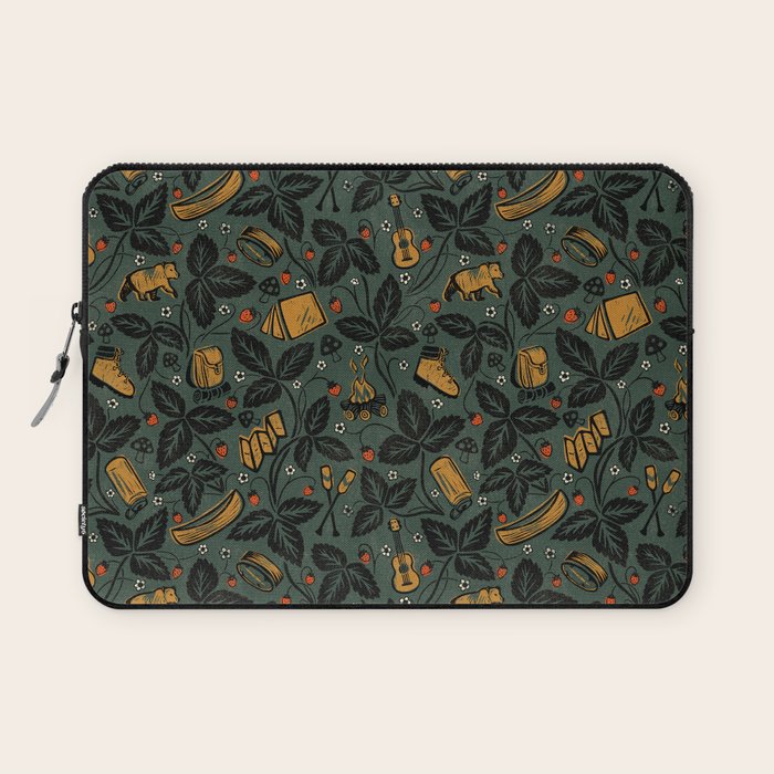 Summer Camping - Forest Green Laptop Sleeve Gallery Image 1