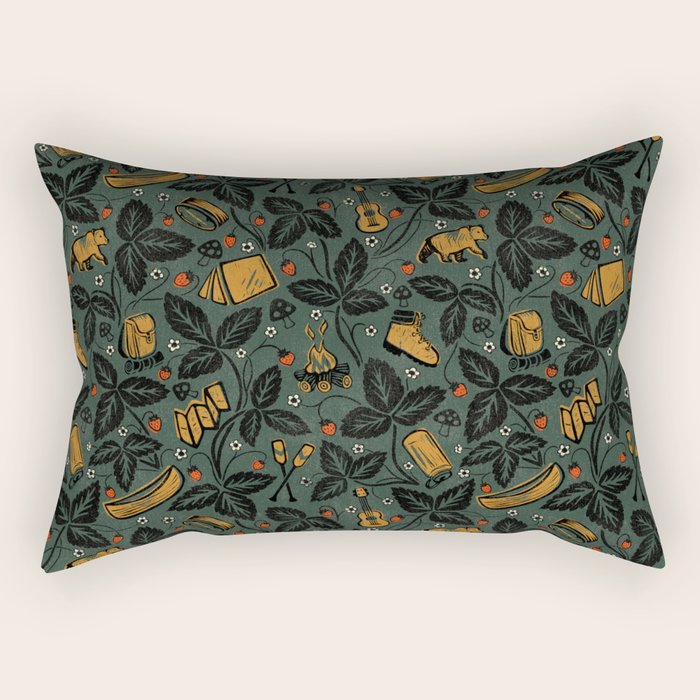 Summer Camping - Forest Green Rectangular Pillow Gallery Image 1