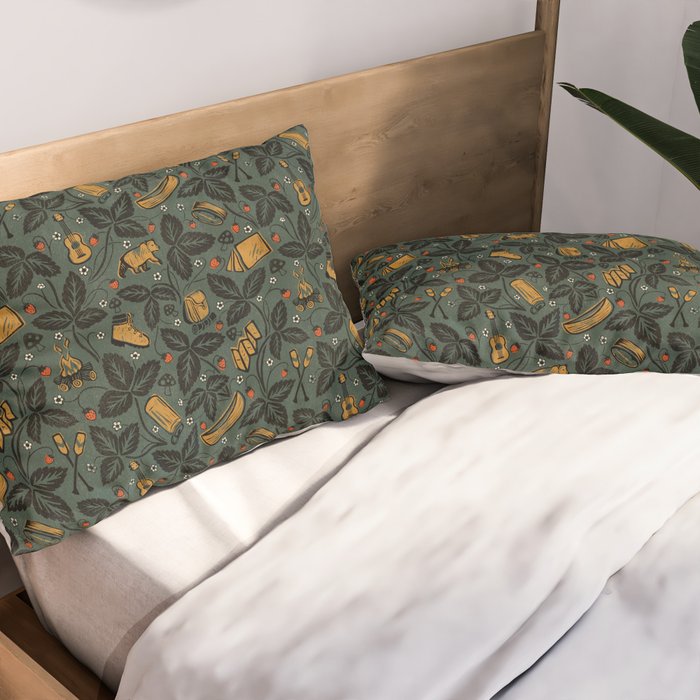 Summer Camping - Forest Green Pillow Sham Gallery Image 2