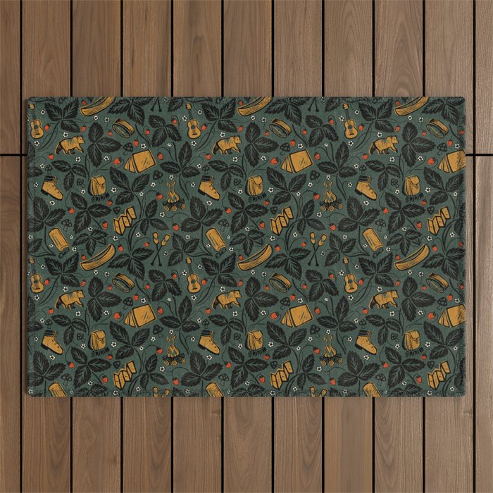Summer Camping - Forest Green Outdoor Rug Gallery Image 1