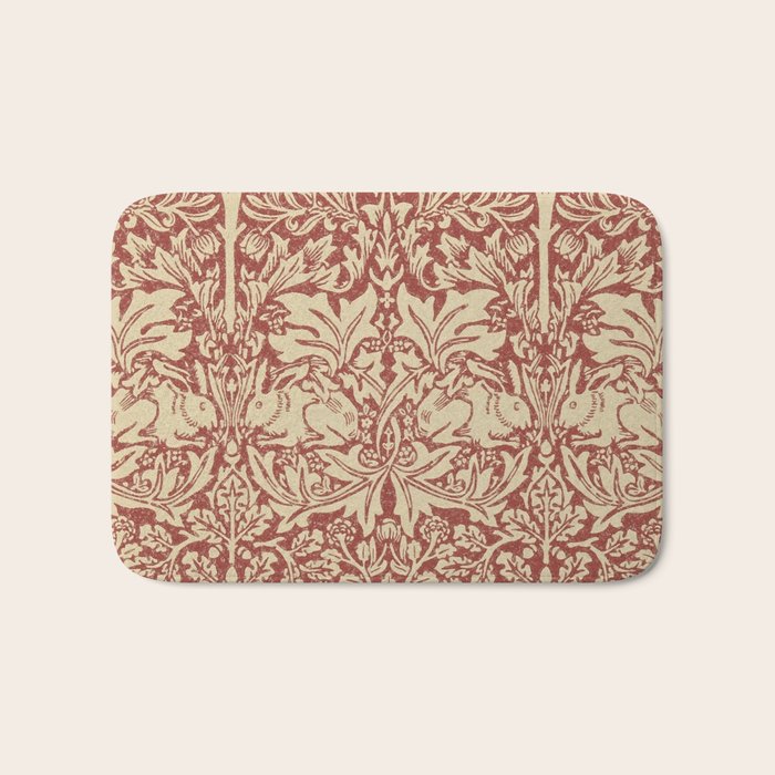 William Morris Brer Rabbit Church Red Biscuit Vintage Pattern  Bath Mat Gallery Image 1
